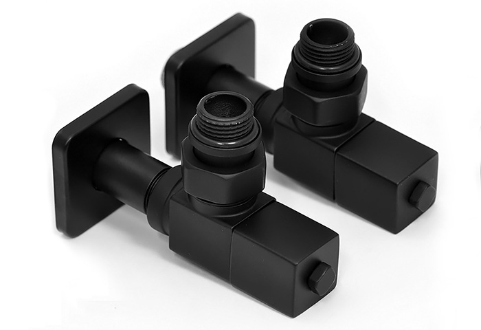 Комплект угловых вентилей Royal Thermo 1/2 CUBE (черный матовый)