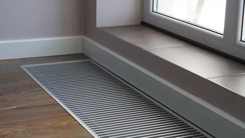 Внутрипольный конвектор Techno Power KVZ 300.105 Решетка анодированная серебро