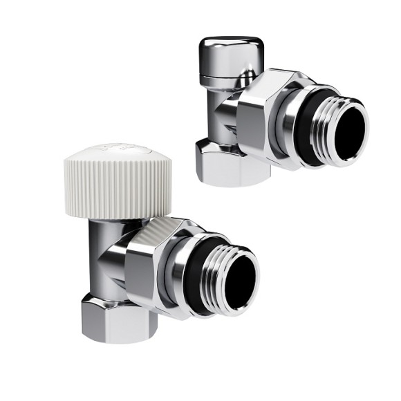 Набор термостатический угловой Royal Thermo Design 1/2" М30х1,5 Хром (выбор термостата)
