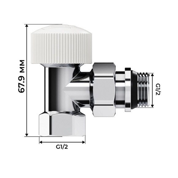 Набор термостатический угловой Royal Thermo Design 1/2" М30х1,5 Хром (выбор термостата)