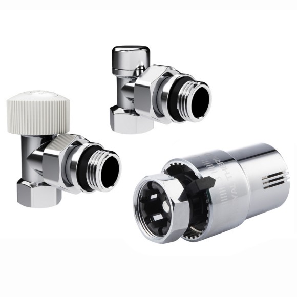 Набор термостатический угловой Royal Thermo Design 1/2" М30х1,5 Хром (выбор термостата)