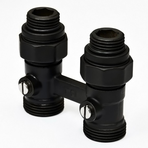 Узел нижнего подключения радиатора Royal Thermo 1/2"-3/4" Черный (прямой)* Узел нижнего подключения радиатора Royal Thermo 1/2"-3/4" Черный (прямой)*