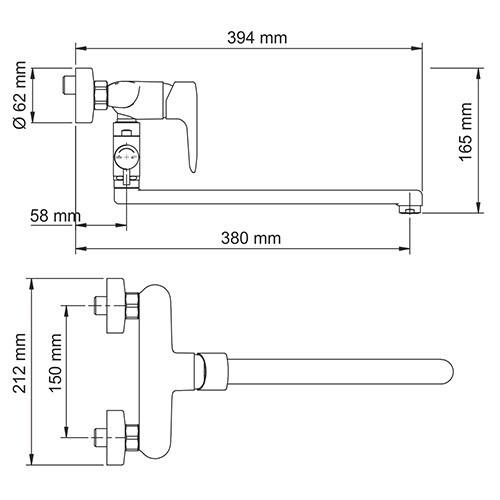 Wasserkraft Vils 5602L Смеситель для ванны с длинным изливом (хром)