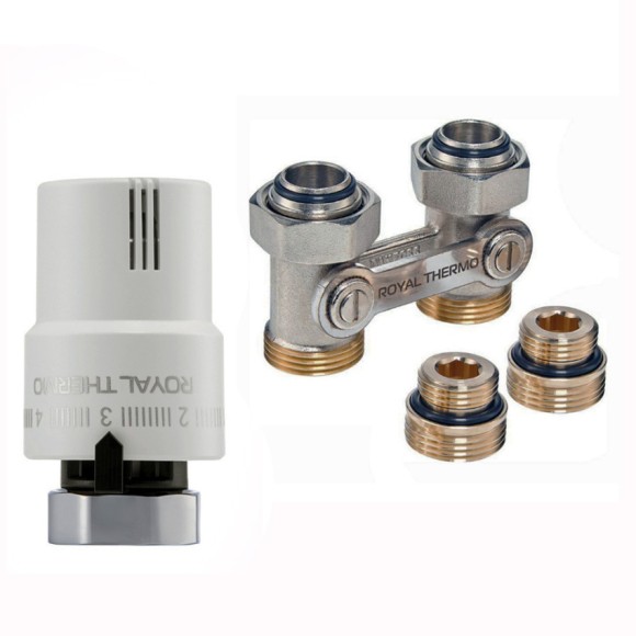 Комплект прямой ROYAL THERMO с термоголовкой жидкостной М30х1,5 (Никель / белый)