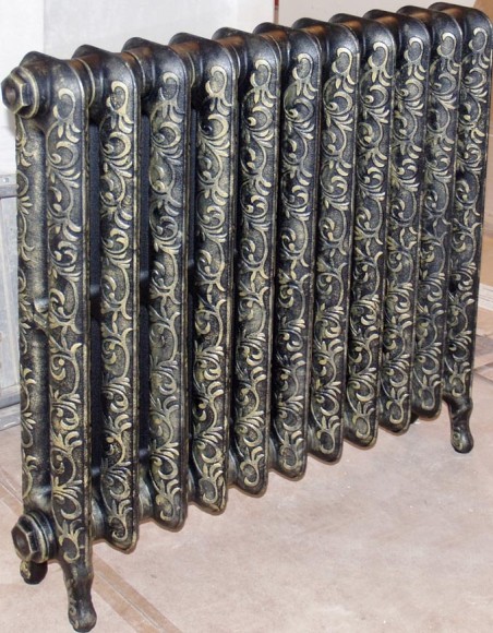 Чугунные Ретро радиаторы, Iron Lion Lotos 750/600, под старину, классика, черный состаренная латунь, Китай, высокий радиатор, фото