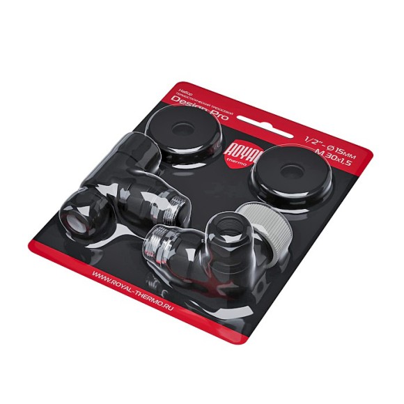 Набор термостатический трехосевой Royal Thermo Design Pro 15мм М30х1,5 (Черный)*
