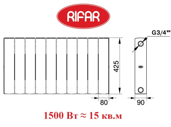Биметаллический радиатор RIFAR SUPREMO VENTIL 350 10 сек. нижнее 50 мм подключение (белый) Биметаллический радиатор RIFAR SUPREMO VENTIL 350 10 сек. нижнее 50 мм подключение (белый)