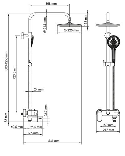 Wasserkraft A18501 Душевой комплект со смесителем (белый)