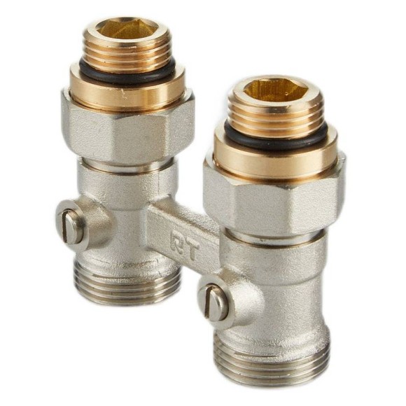 Узел нижнего подключения радиатора Royal Thermo 1/2"-3/4" Никель (прямой)