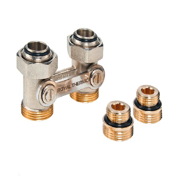 Узел нижнего подключения радиатора Royal Thermo 1/2"-3/4" Никель (прямой)