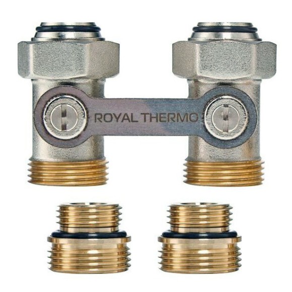 Узел нижнего подключения радиатора Royal Thermo 1/2"-3/4" Никель (прямой)