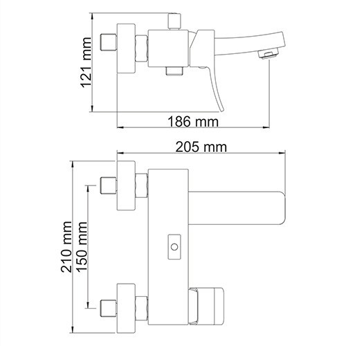 Wasserkraft Aller 1061 Смеситель для ванны с коротким изливом (хром)