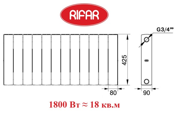 Биметаллический радиатор RIFAR SUPREMO VENTIL 350 12 сек. нижнее 50 мм подключение (белый) Биметаллический радиатор RIFAR SUPREMO VENTIL 350 12 сек. нижнее 50 мм подключение (белый)