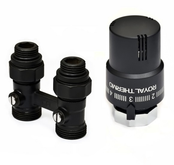 Комплект прямой ROYAL THERMO All in One с термоголовкой жидкостной М30х1,5 (Черный) Комплект прямой ROYAL THERMO All in One с термоголовкой жидкостной М30х1,5 (Черный)