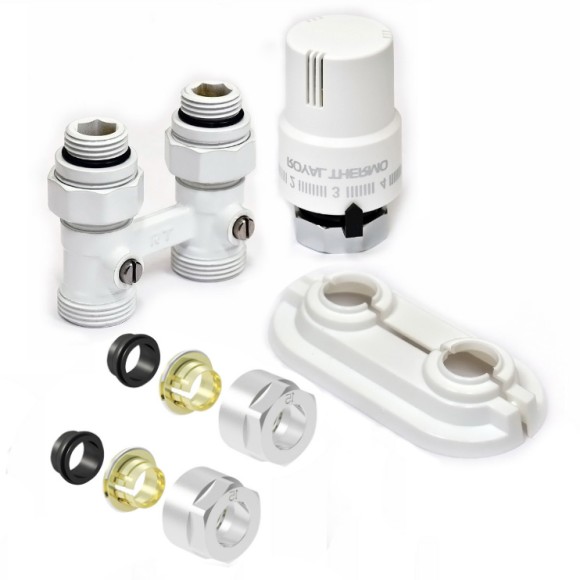 Комплект прямой ROYAL THERMO All in One с термоголовкой жидкостной М30х1,5 (Белый) Комплект прямой ROYAL THERMO All in One с термоголовкой жидкостной М30х1,5 (Белый)