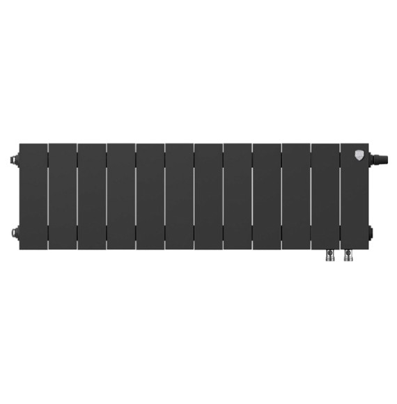 Биметаллический радиатор Royal Thermo PianoForte 200 12 сек. VR80 нижнее 80 мм подключение (Noir Sable)