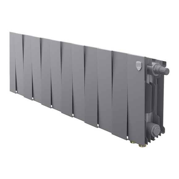 Биметаллический радиатор Royal Thermo PianoForte 200 12 сек. VR80 нижнее 80 мм подключение (Silver Satin)