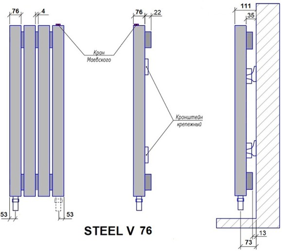 Steel Hot VE 2000 (76) электрический радиатор (выбор размера и цвета)