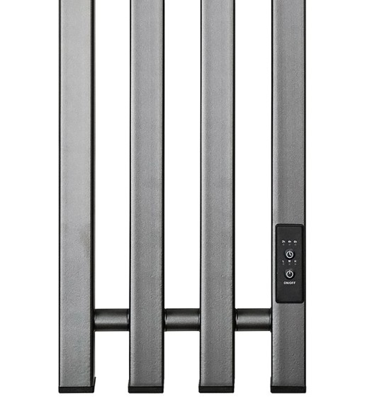Графитовый электрический полотенцесушитель Primoclima Sol Q E Graphite 210 мм 4 сек с крючками (выбор размера)