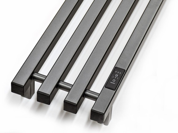 Графитовый электрический полотенцесушитель Primoclima Sol Q E Graphite 210 мм 4 сек с крючками (выбор размера)
