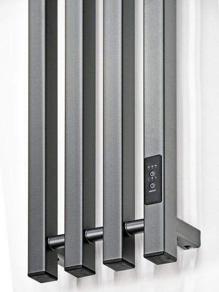 Графитовый электрический полотенцесушитель Primoclima Sol Q E Graphite 210 мм 4 сек с крючками (выбор размера)