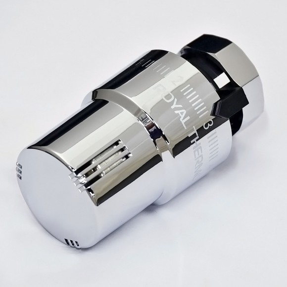 Комплект угловой ROYAL THERMO с термоголовкой жидкостной М30х1,5 (Никель / хром)