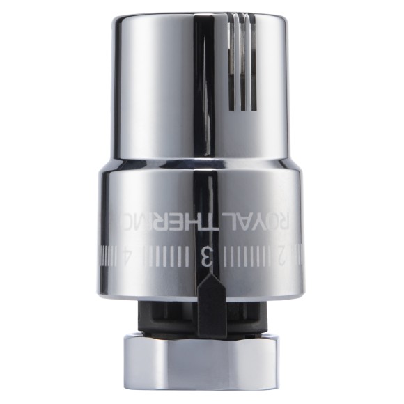 Комплект угловой ROYAL THERMO с термоголовкой жидкостной М30х1,5 (Никель / хром)