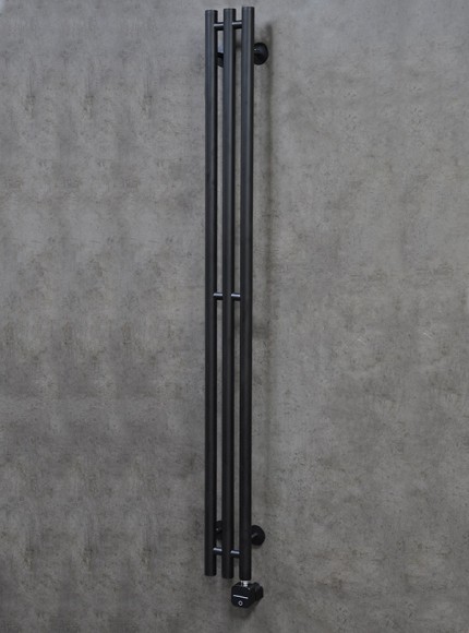 Приоритет PRIOFORM Mini-2 140x1200 с терморегулятором Terma MOA+АСП электрический полотенцесушитель (черный матовый RAL 9005)