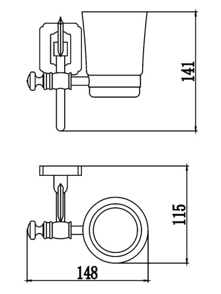 Стакан керамический с настенным держателем Savol S-006458 (цвет бронза)