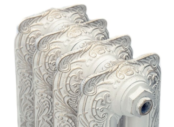 Retro Style Windsor 350, (Россия - Турция), Чугунный ретро радиатор отопления, Чугунный радиатор отопления ретро, белый, патина золото, фото