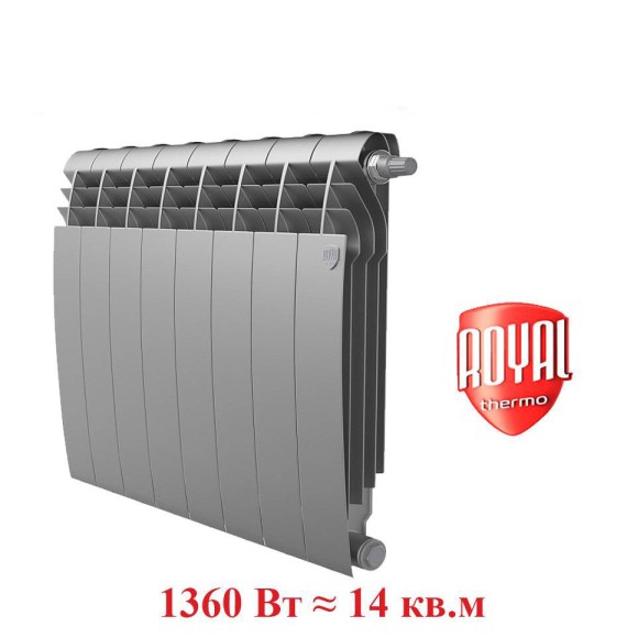 Биметаллический радиатор Радиатор Royal Thermo BiLiner 500 8 сек. VR80 нижнее 80 мм подключение (Silver Satin)