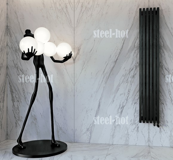 Радиатор стальной трубчатый Steel Hot (30-60) V 2000 - 6 сек. (НП центр. RAL 9005 мат.)