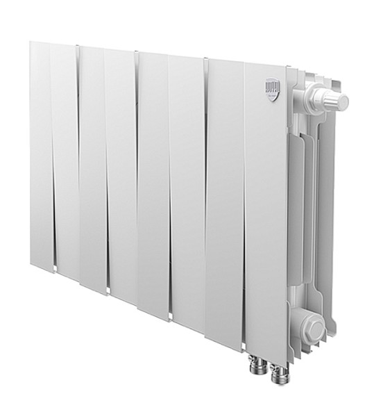 Биметаллический радиатор Royal Thermo PianoForte 300 8 сек. VR80 нижнее 80 мм подключение (Bianco Traffico)