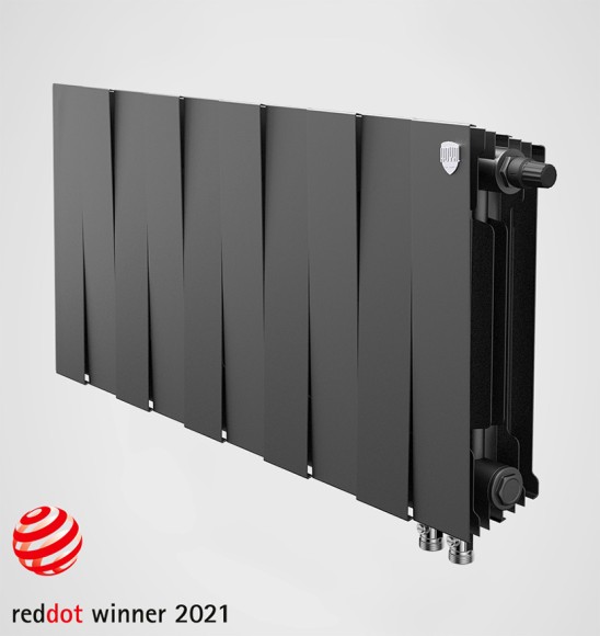 Биметаллический радиатор Royal Thermo PianoForte 300 8 сек. VR80 нижнее 80 мм подключение (Noir Sable)