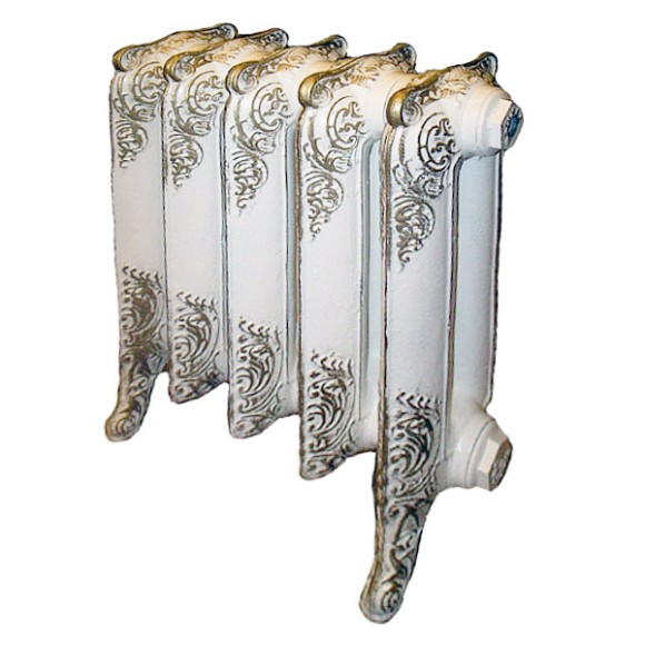 Retro Style Windsor 350, (Россия - Турция), Чугунный ретро радиатор отопления, Чугунный радиатор отопления ретро, белый, патина золото, фото