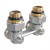 Узел нижнего подключения радиатора Royal Thermo 1/2"-3/4" Никель (угловой)*