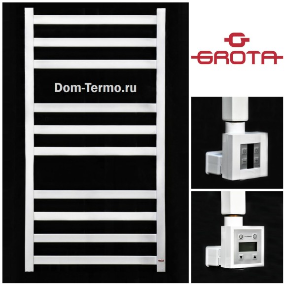 Белые полотенцесушители из нержавеющей стали, Grota Vento 530х900 мм, белый, полотенцесушители Грота Венто водяные и электрические, белые полотенцесушители с терморегулятором, RAL 9016