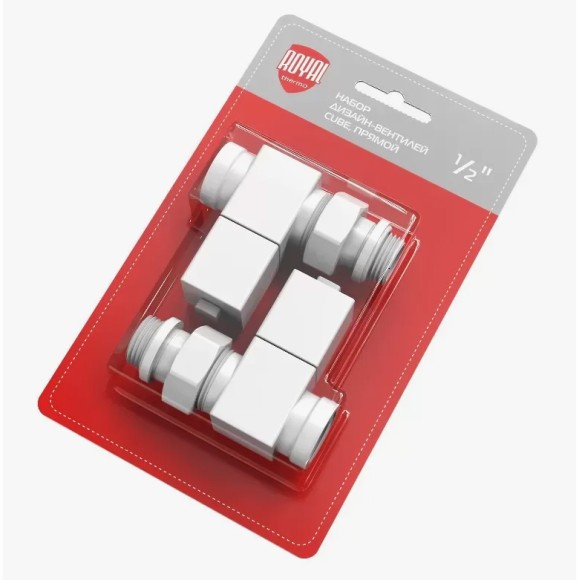Комплект прямых вентилей Royal Thermo 1/2 ручной регулировки CUBE (белый) Комплект прямых вентилей Royal Thermo 1/2 ручной регулировки CUBE (белый)