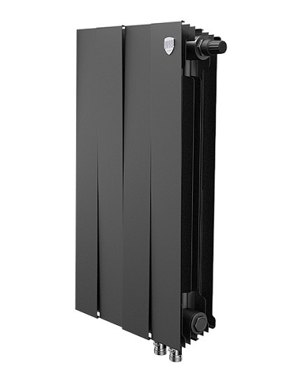 Биметаллический радиатор Royal Thermo PianoForte 500 4 сек. VR80 нижнее 80 мм подключение (Noir Sable)