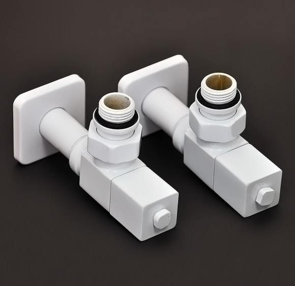 Комплект угловой "All In One" Royal Thermo 1/2 с ручной регулировкой CUBE (цвет белый)