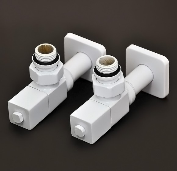 Комплект угловой "All In One" Royal Thermo 1/2 с ручной регулировкой CUBE (цвет белый)