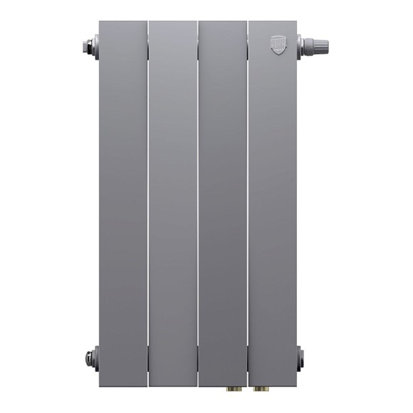 Биметаллический радиатор Royal Thermo PianoForte 500 4 сек. VR80 нижнее 80 мм подключение (Silver Satin)