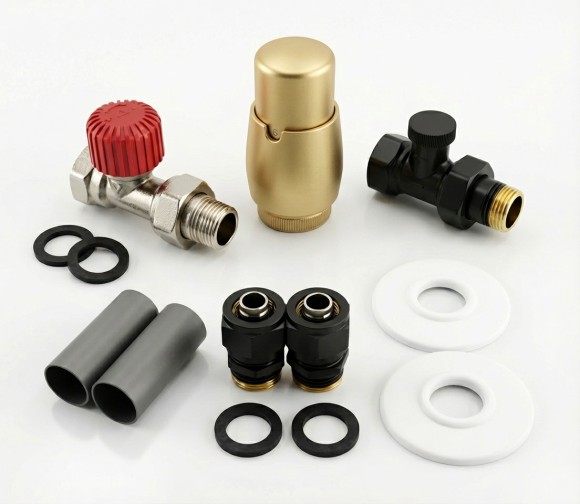 Комплект угловой / проходной "All In One" VARIO TERM ROYAL с термоголовкой Prestige 1/2"/ 1/2" (выбор цвета) PEX / CU