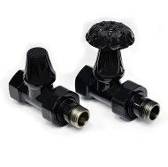Комплект прямых вентилей EXEMET 1/2 черный с латунной ручкой 0320-1056S000 RAL 9005*
