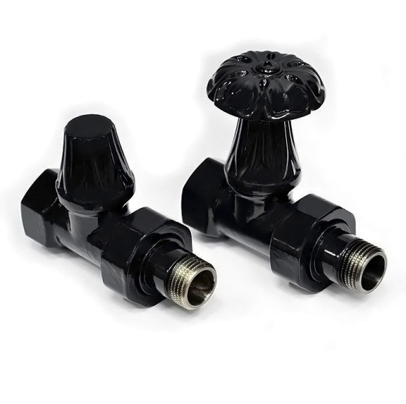 Комплект прямых вентилей EXEMET 1/2 черный с латунной ручкой 0320-1056S000 RAL 9005* Комплект прямых вентилей EXEMET 1/2 черный с латунной ручкой 0320-1056S000 RAL 9005*
