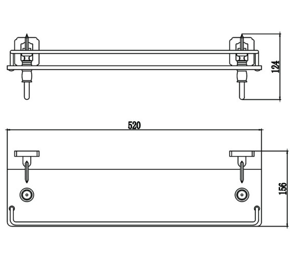 Полка прямая (стеклянная) 60 см Savol S-006491 (цвет бронза)