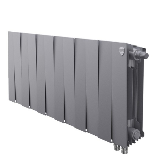 Биметаллический радиатор Royal Thermo PianoForte 300 12 сек. VR80 нижнее 80 мм подключение (Silver Satin)