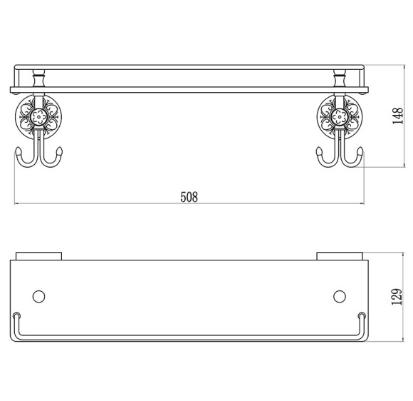 Полка прямая (стеклянная) 60 см Savol S-005891A (цвет хром)