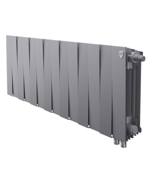 Биметаллический радиатор Royal Thermo PianoForte 300 14 сек. VR80 нижнее 80 мм подключение (Silver Satin)
