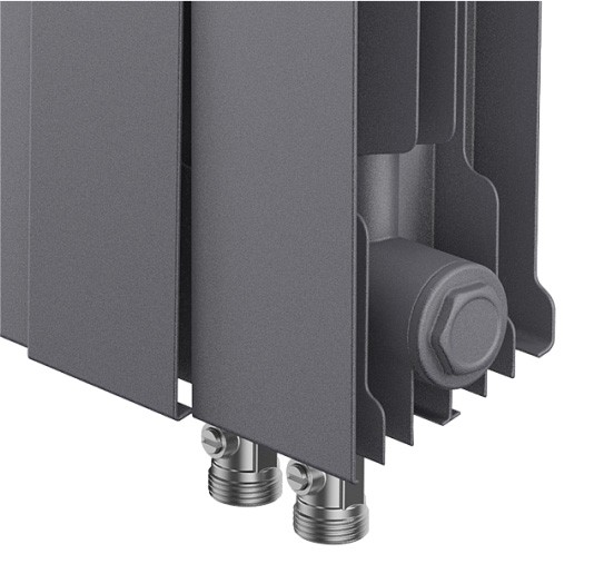 Биметаллический радиатор Royal Thermo PianoForte 300 16 сек. VR80 нижнее 80 мм подключение (Silver Satin)